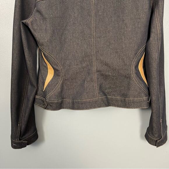 Manigance Paris Vintage Denim Jean Jacket Patchwork Y2K FR Women's Size 10 - Picture 5 of 12